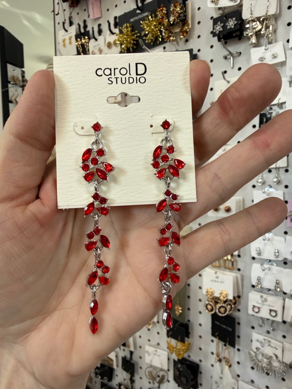 Spinel red gemstone dangle earrings post brand new formal holiday party festive